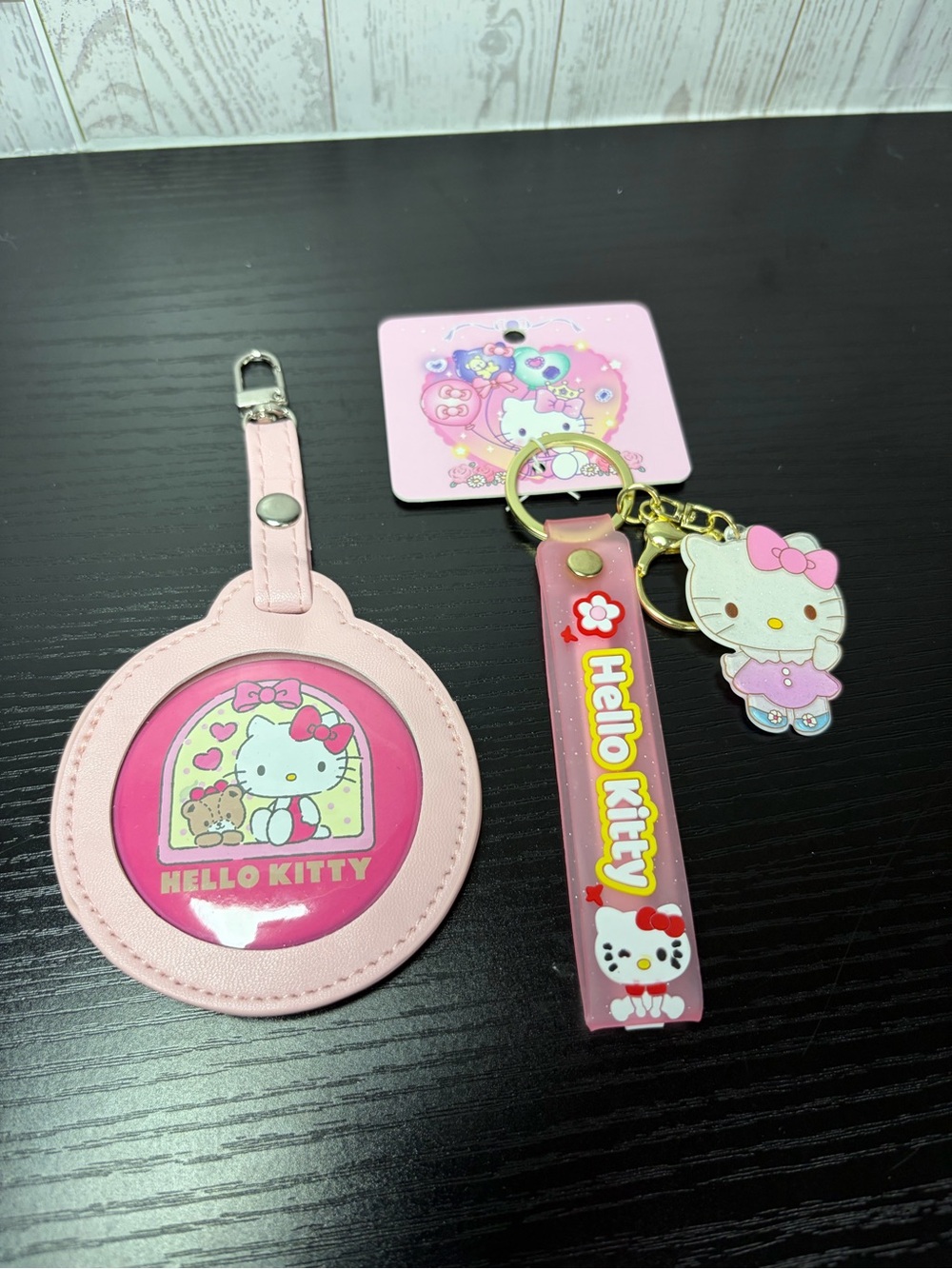 Hello Kitty Pink Luggage/Book Bag Tag and Keychain Set “Keychain Styles Vary”